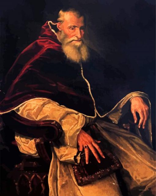 Portrait of Pope Paul III Titian paint by numbers