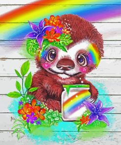 Rainbow Sloth paint by numbers