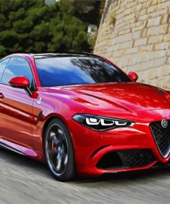 Red Alfa Romeo paint by numbers