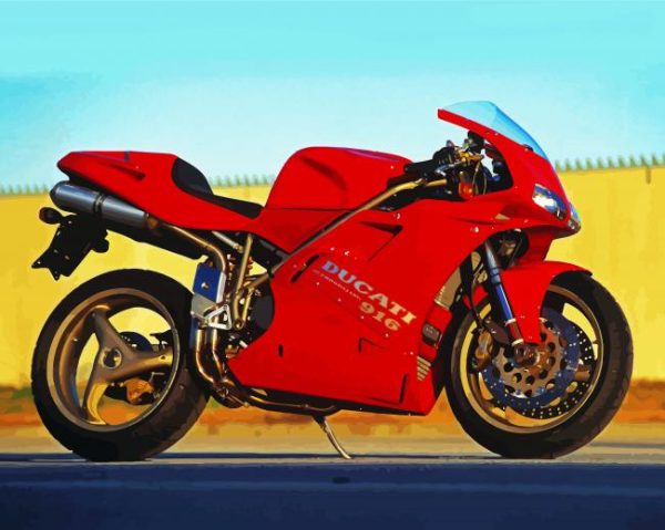 Red Ducati Motorcycle Paint By Number