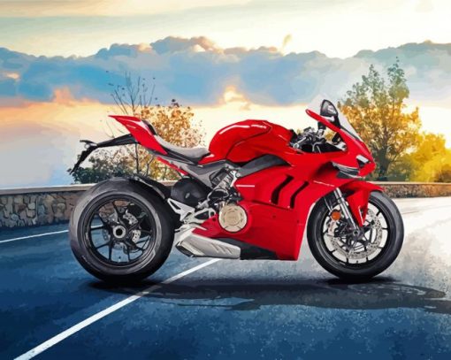 Red Ducati Racing Motorcycle Paint By Number