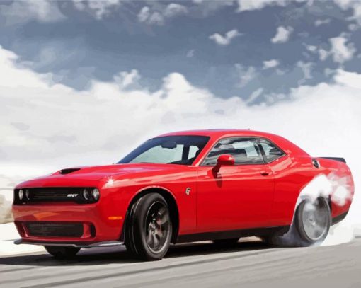 Red Hellcat Car paint by numbers