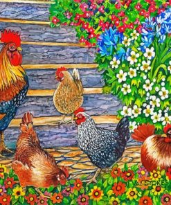 Roosters And Chickens Paint By Number