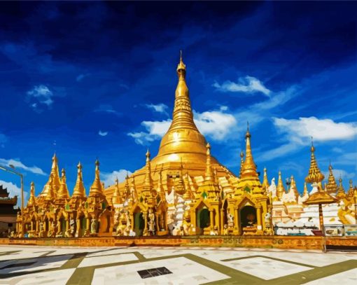 Shwedagon Pagoda Yangon paint by numbers