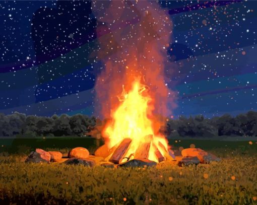 Starry Night Bonfire paint by numbers