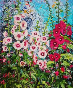 Summer Hollyhocks paint by numbers