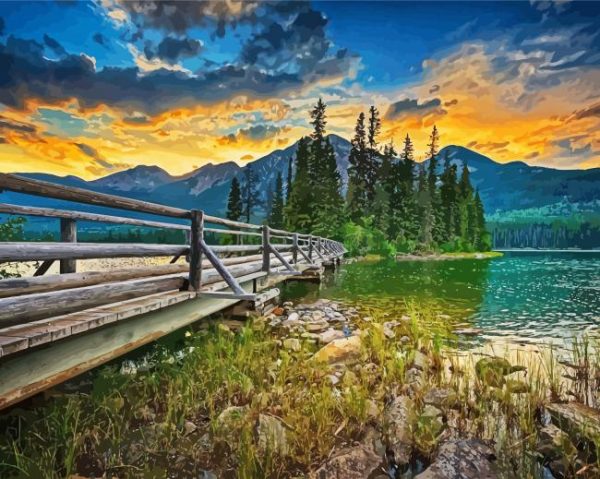 Sunset At Jasper Park Paint By Number