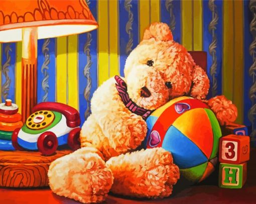 Teddy Bear Cuddling paint by numbers