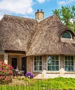 Thatched Cottage paint by numbers