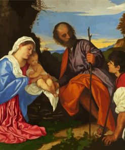 The Holy Family with a Shepherd by Titian paint by numbers