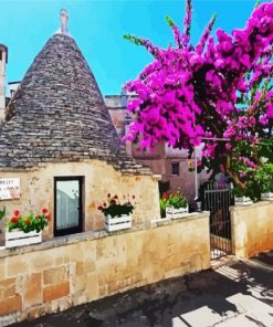 Trulli Italy Blossom paint by numbers