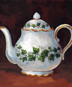 White Vintage Teapot paint by numbers