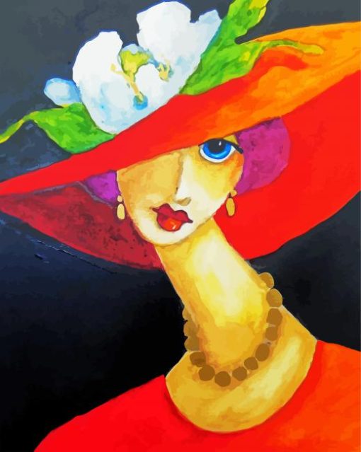 Woman In Sunhat Art paint by numbers