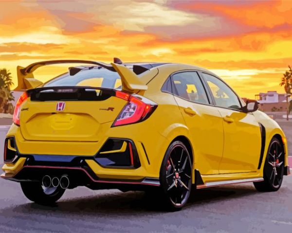Yellow Honda Civic Paint By Number