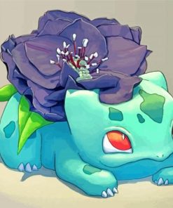 Aesthetic Bulbasaur and Flower paint by numbers