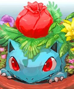 Aesthetic Bulbasaur Anime Art paint by numbers