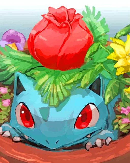 Aesthetic Bulbasaur Anime Art paint by numbers