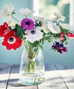 Anemones in Vase paint by numbers