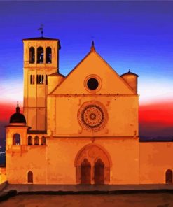 Basilica of San Francesco d Assisi Sunset Colors paint by numbers