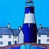 Blue Lighthouse And Boats Paint By Number