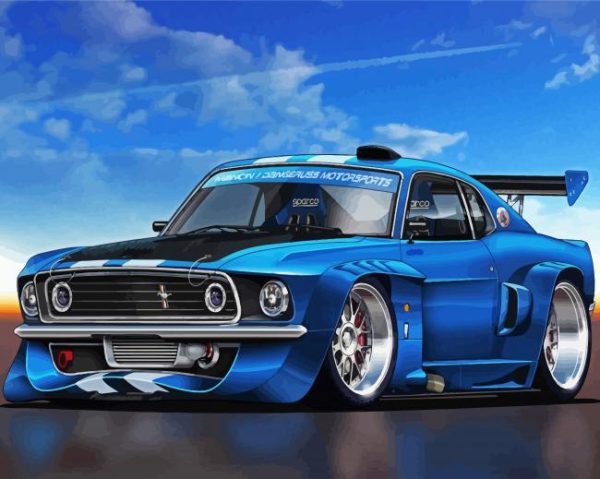 Blue Sport Car paint by numbers