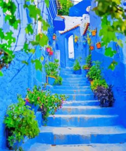 Chefchaouen Blue Streets paint by numbers