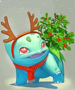 Christmas Bulbasaur paint by numbers