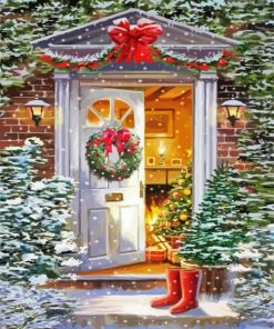 Christmas Decorated Door Paint By Number