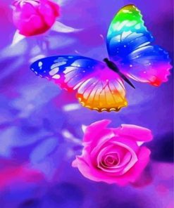 Colorful Butterfly With A Rose Paint By Number