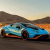 Cool Blue Lamborghini Huracan Car paint by numbers