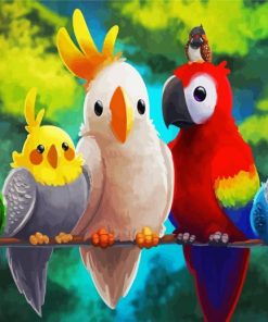 Cute Colorful Birds Paint By Number