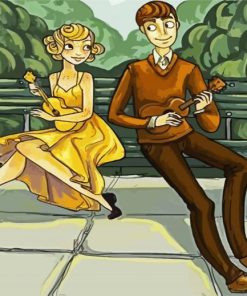 Couple Playing Ukulele Paint By Number