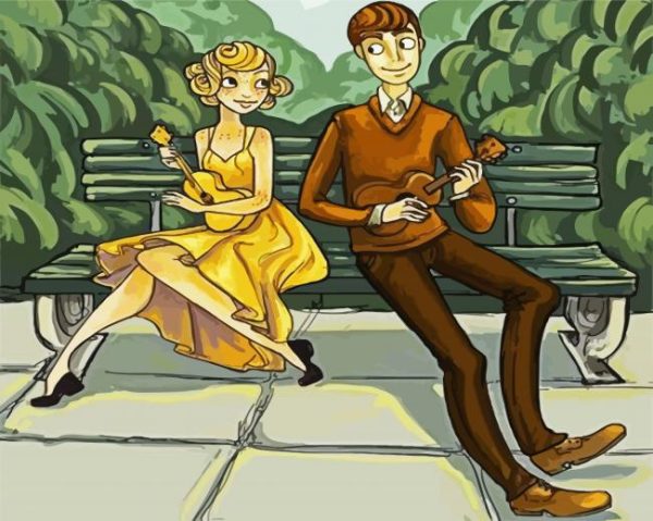 Couple Playing Ukulele Paint By Number