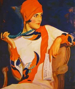 Deco Lady Wearing Orange Paint By Number