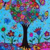 Floral Tree and Butterflies paint by numbers