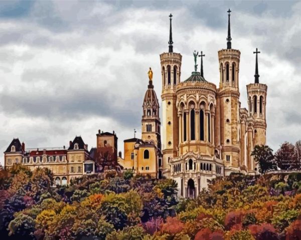 La Basilica de Notre Dame Lyon France paint by numbers