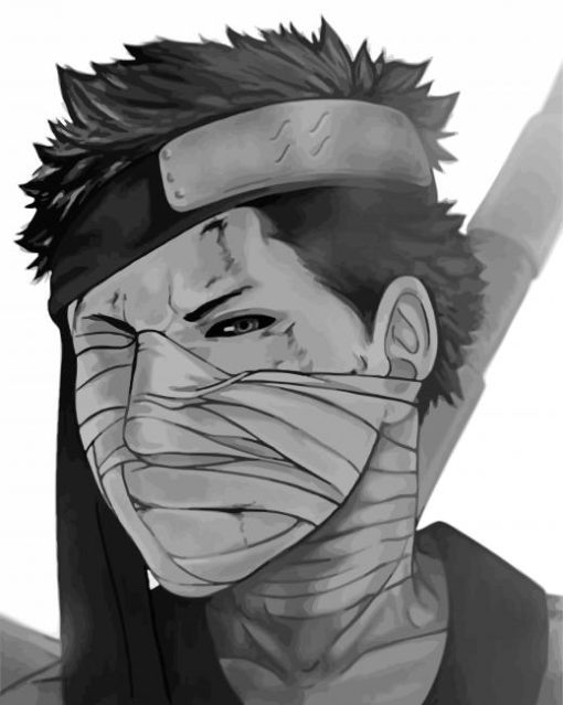 Monochrome Zabuza Momochi paint by numbers