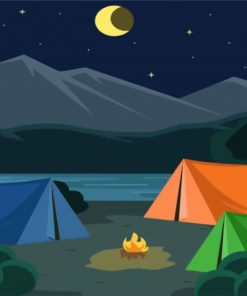 Night Camping illustration Paint By Number