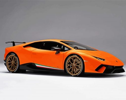 Orange Lamborghini Huracan paint by numbers