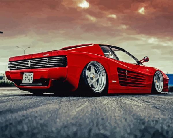 Red Ferrari Testarossa Paint by numbers