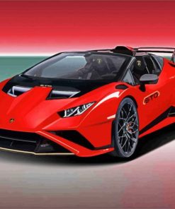 Red Lamborghini Huracan paint by numbers