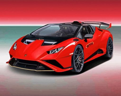 Red Lamborghini Huracan paint by numbers