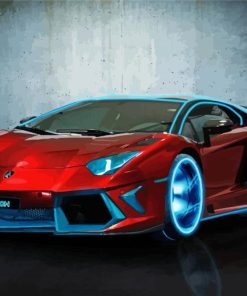 Red Lamborghini paint by numbers