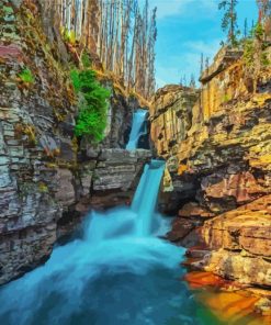 St Mary Falls Glacier National Park Montana Paint By Number