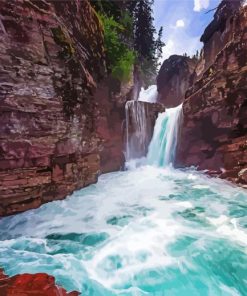 St Mary Falls Glacier National Park paint by numbers