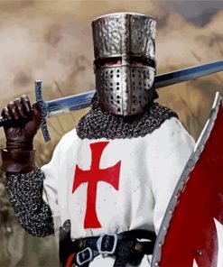 The Templar Knight Holding Sword Paint By Number