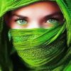 Woman with Green Veil and Eyes paint by numbers