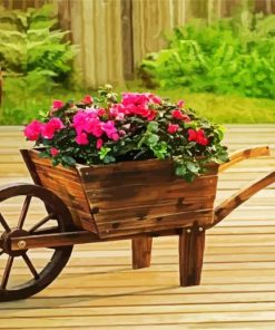 Wooden Wheelbarrow paint by numbers