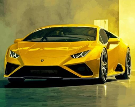 Yellow Lamborghini Huracan paint by numbers