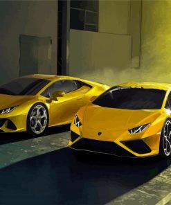 Yellow Lamborghini Huracans paint by numbers